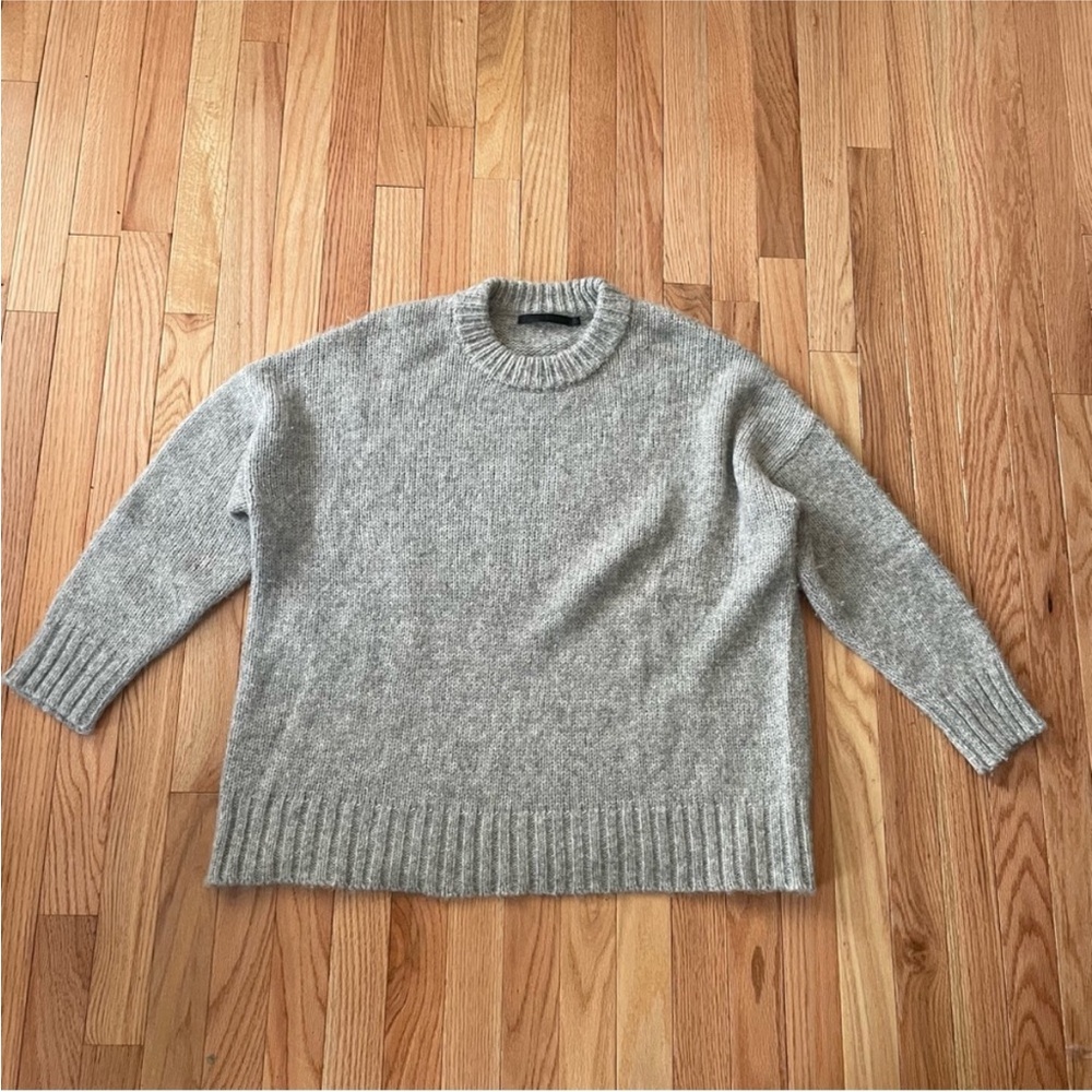 Jenni Kayne Sweater Womens XS Gray Alpaca Cocoon Crewneck Chunky Oversized